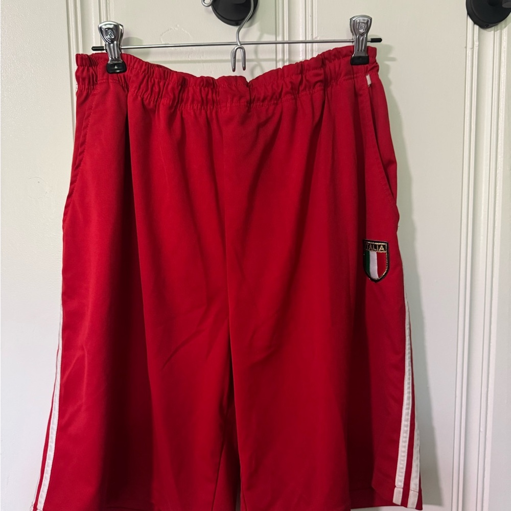 Red Men's Shorts with Italy Emblem